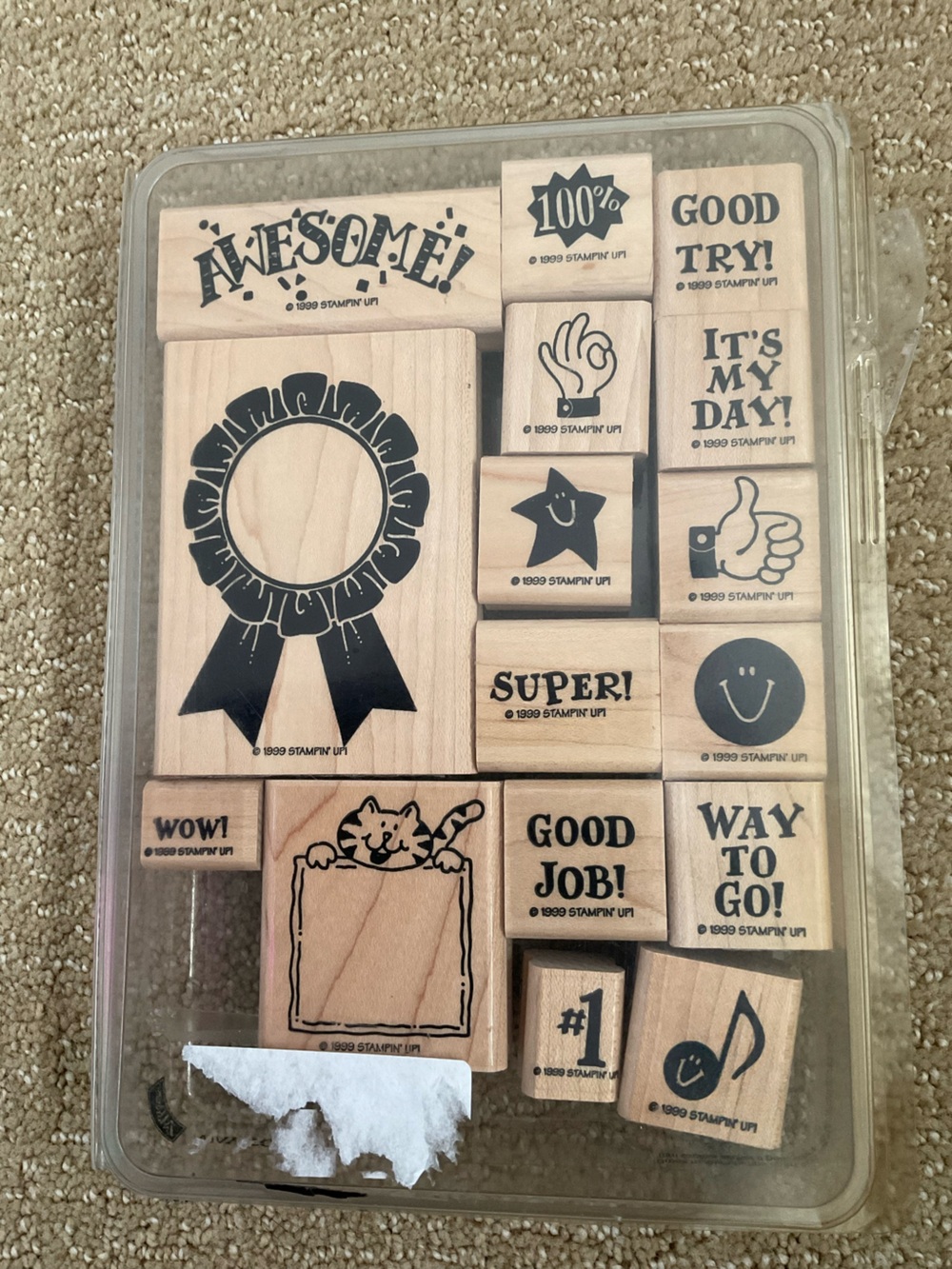 Stampin' Up! Wood Stamp Set with Black Inked Designs